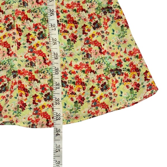 Zara Yellow Multicolor Floral Print Flutter Sleeve Dress Sz M - Picture 7 of 7